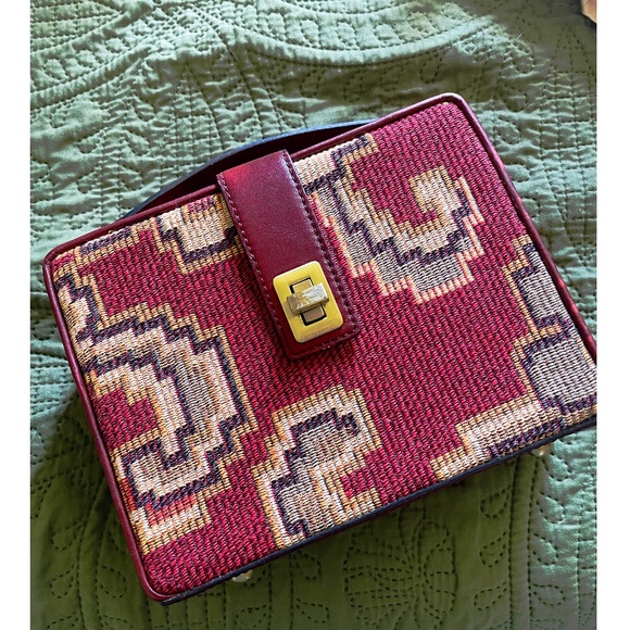 Patricia Nash Tapestry & Leather Crossbody Bag – Boho Box Satchel. NWT - Picture 2 of 6